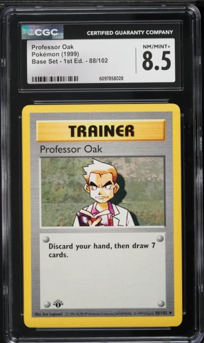 1999 Pokemon Base Set Shadowless 1st Edition Professor Oak #88 CGC 8.5 NM-MT+
