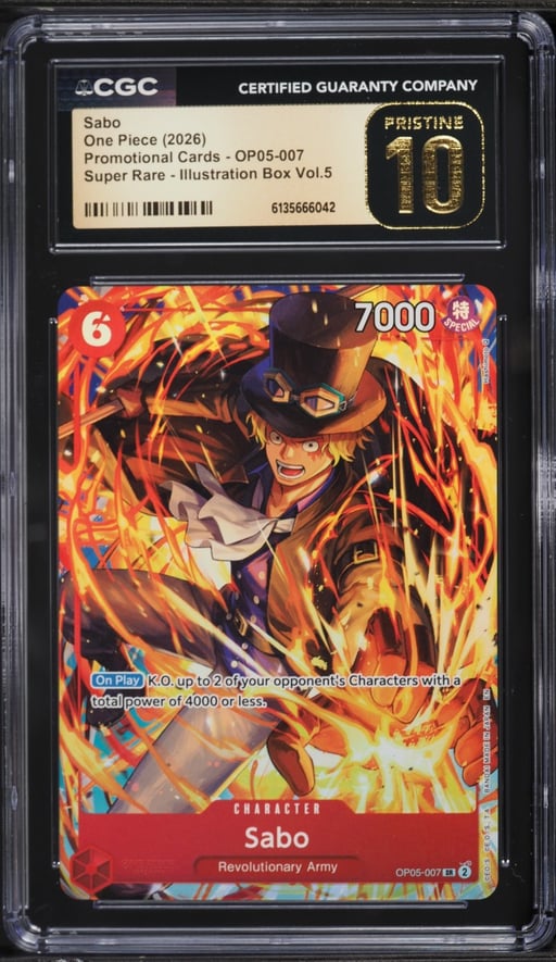 2026 One Piece Promo Illustration Box Volume 5 SR Sabo #OP05-007 CGC 10 PRISTINE