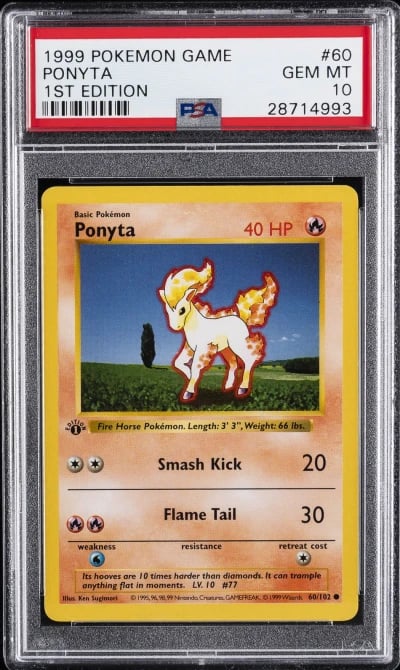 1999 POKEMON BASE SET 1ST EDITION #60 PONYTA PSA 10