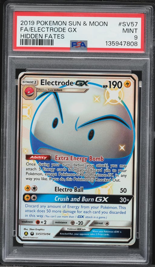 2019 Pokemon Sun & Moon Hidden Fates Full Art Electrode Gx #SV57 PSA 9 MINT