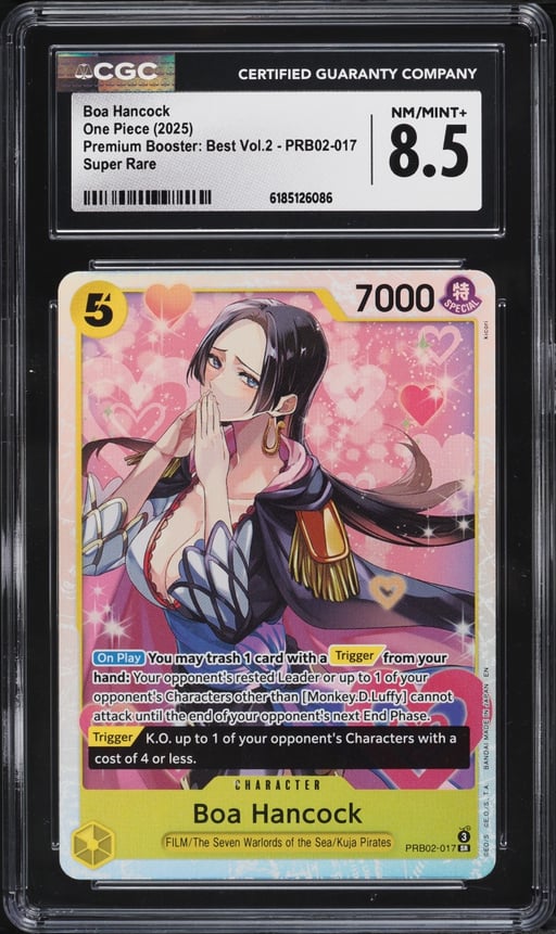 2025 One Piece Premium Booster Best Vol. 2 Super Rare Boa Hancock #PRB02-017 CGC 8.5 NM-MT+