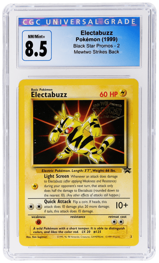 1999 Pokemon Wizards of the Coast Black Star Promo Mewtwo Strikes Back Electabuzz #2 CGC 8.5