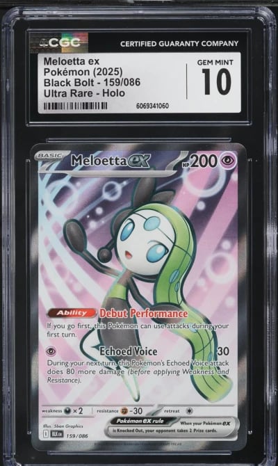 2025 Pokemon SV Black Bolt Full Art Meloetta ex #159 CGC 10 GEM MINT