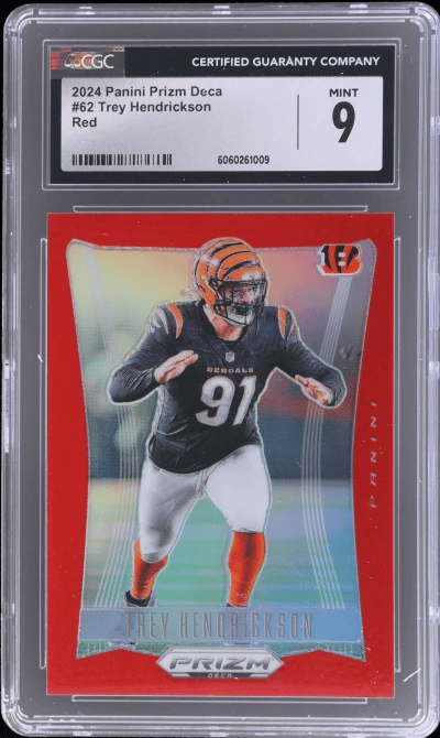 2024 Panini Prizm Deca Red Prizm Trey Hendrickson #62 126/199 CGC 9
