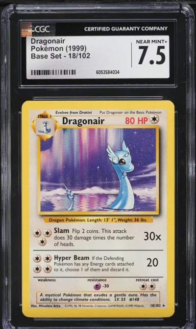 1999 Pokemon Base Set Dragonair #18 CGC 7.5 NRMT+