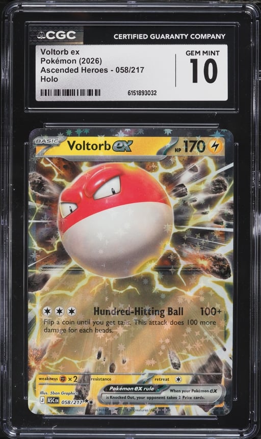 2026 Pokemon Mega Ascended Heroes Holo Voltorb ex #58 CGC 10 GEM MINT