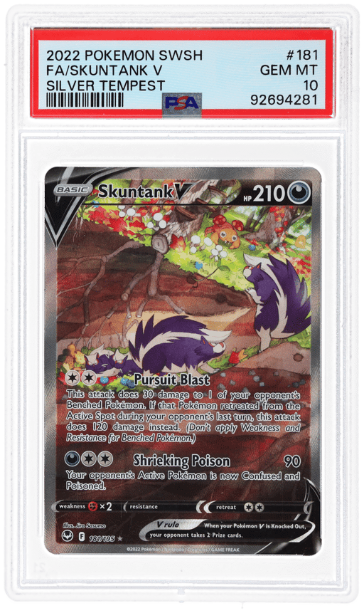 2022 Pokemon Sword and Shield Silver Tempest Skuntank V #181 PSA 10