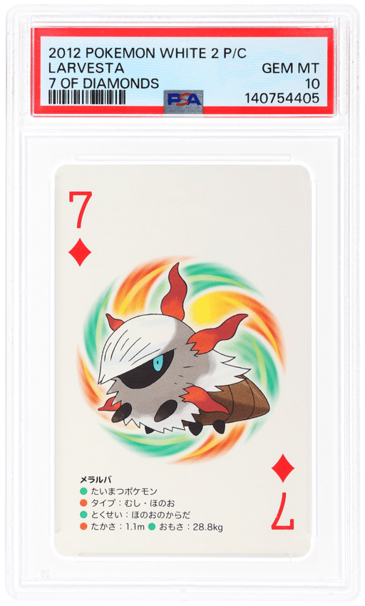 2012 Pokemon White 2 Playing Cards 7 of Diamonds Larvesta PSA 10