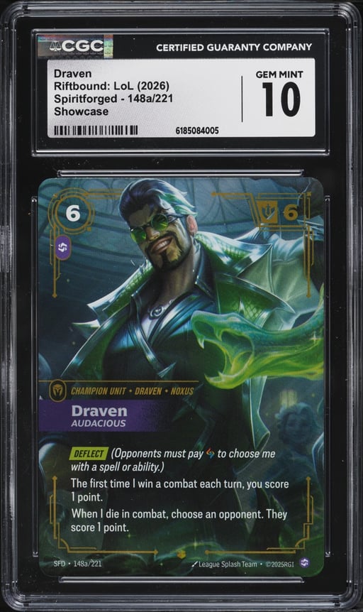2026 Riftbound LoL Spiritforged Showcase Draven #148a CGC 10 GEM MINT