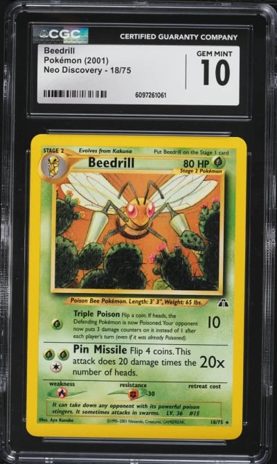 2001 Pokemon Neo Discovery Beedrill #18 CGC 10 GEM MINT