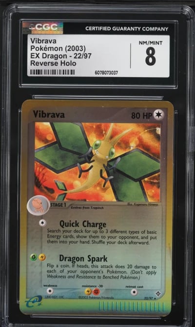 2003 Pokemon EX Dragon Reverse Holo Vibrava #22 CGC 8 NM-MT