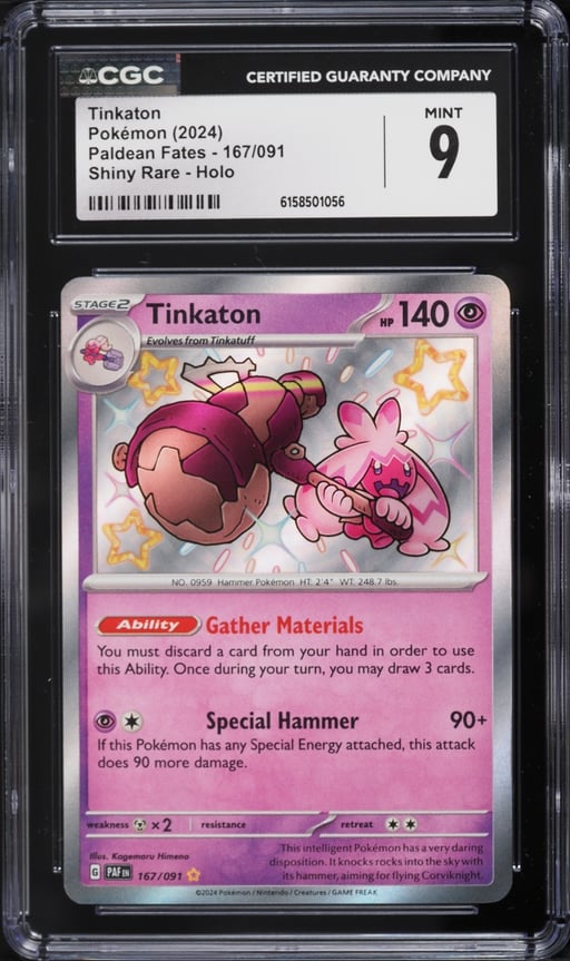 2024 Pokemon Scarlet & Violet Paldean Fates Shiny Tinkaton #167 CGC 9 MINT