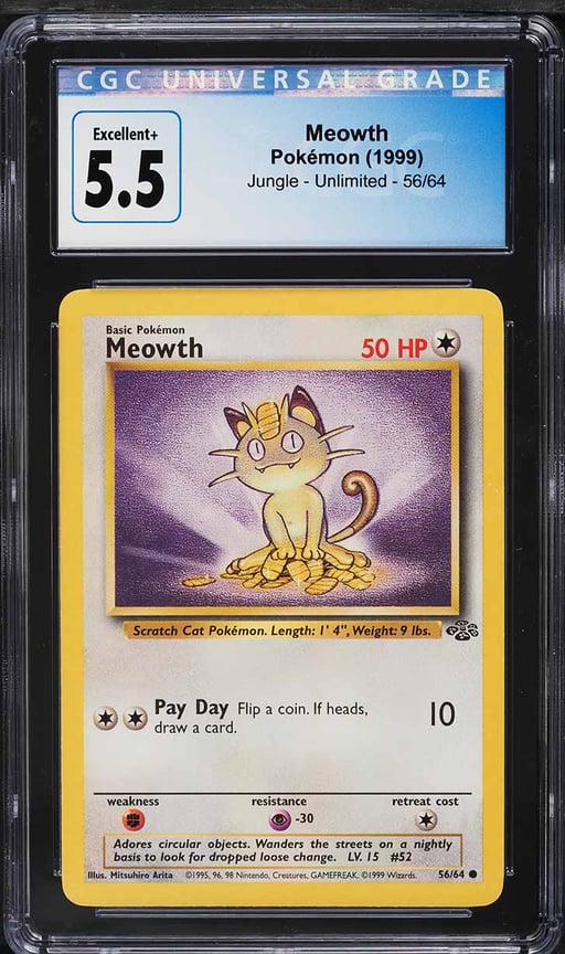 1999 Pokemon Jungle Meowth #56 CGC 5.5 EX+