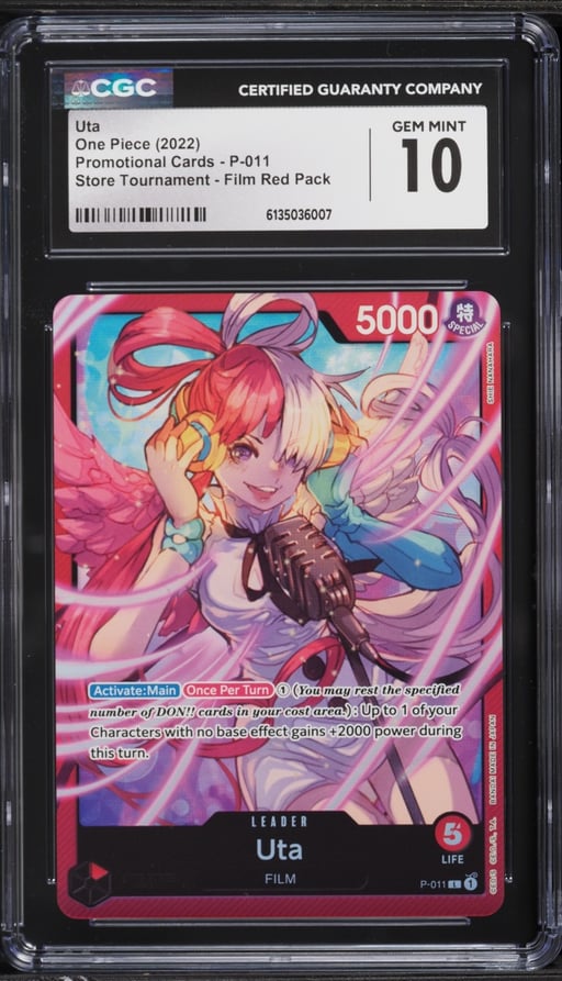 2022 One Piece Promotional Cards Store Tournament Film Red Pack Leader Uta #P-011 CGC 10 GEM MINT