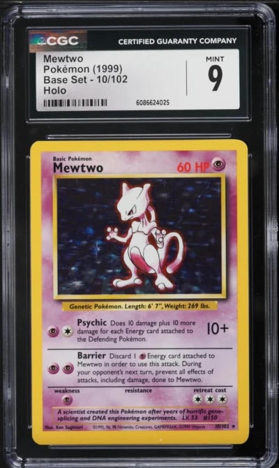 1999 Pokemon Base Set Holo Mewtwo #10 CGC 9 MINT