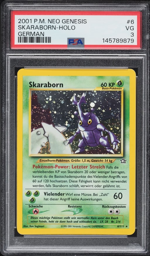2001 Pokemon German Neo Genesis Holo Skaraborn #6 PSA 3 VG