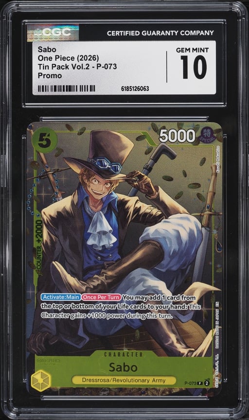 2026 One Piece Promo Tin Pack Vol.2 Alt Art Sabo #P-073 CGC 10 GEM MINT