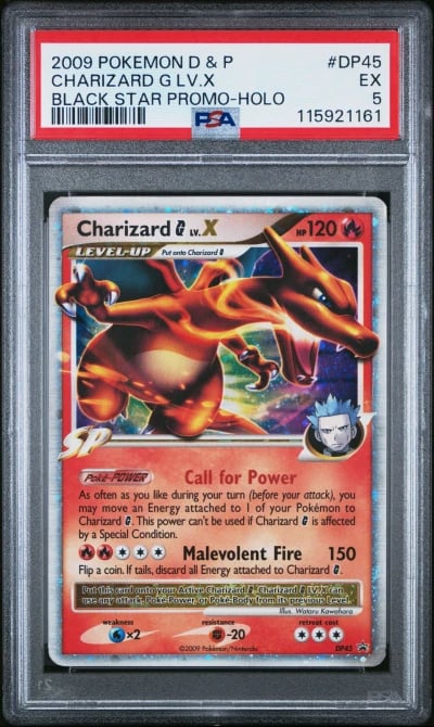 2009 POKEMON DIAMOND & PEARL BLACK STAR PROMO HOLO #DP45 CHARIZARD G LV.X PSA 5