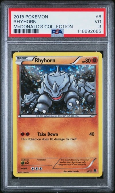 2015 POKEMON MCDONALD'S COLLECTION #8 RHYHORN PSA 3