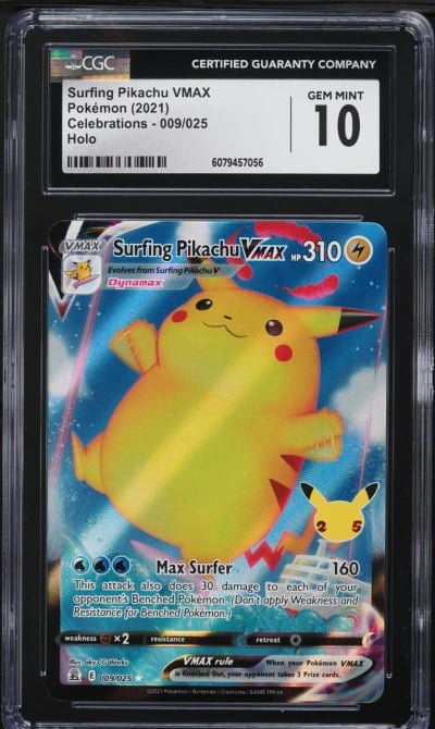2021 Pokemon Sword & Shield Celebrations Surfing Pikachu VMAX #9 CGC 10 GEM MINT