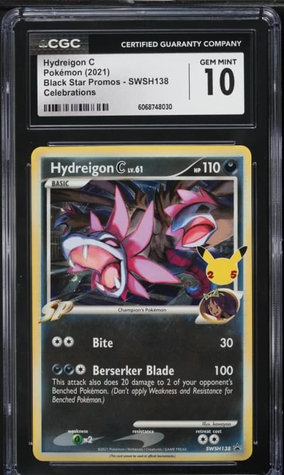 2021 Pokemon SWSH Black Star Promo Celebrations Holo Hydreigon C #138 CGC 10