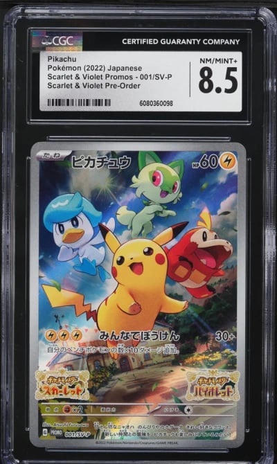 2022 Pokemon Japanese SV Promo Pre-Order Holo Pikachu #1 CGC 8.5 NM-MT+