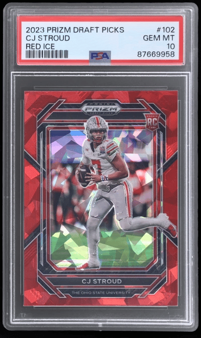 2023 Panini Prizm Draft Picks Red Ice Prizm CJ Stroud #102 PSA 10