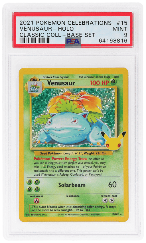 2021 Pokemon Celebrations Classic Collection Base Set Holo Venusaur #15 PSA 9
