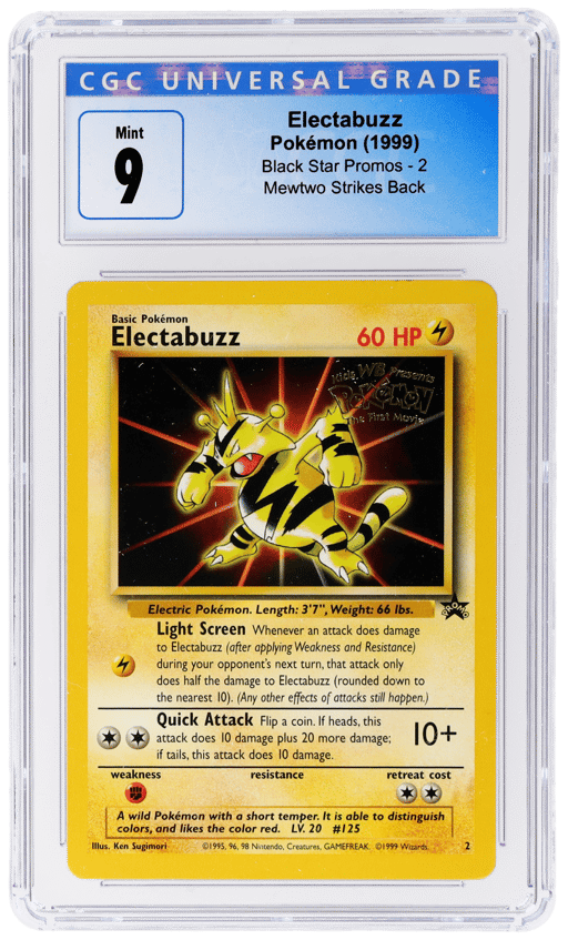 1999 Pokemon Wizards of the Coast Black Star Promo Mewtwo Strikes Back Electabuzz #2 CGC 9