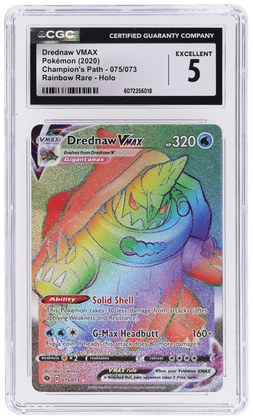 2020 Pokemon Sword and Shield Champion's Path Rainbow Rare Drednaw Vmax #75 CGC 5