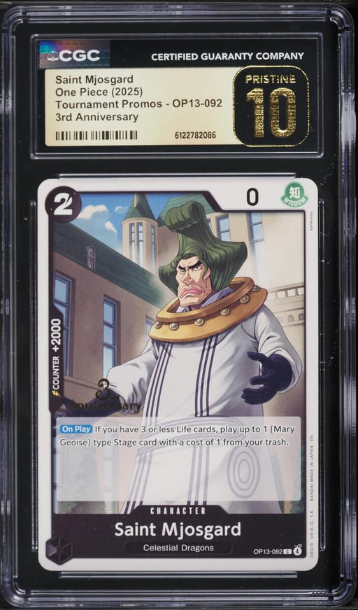 2025 One Piece Tournament Promos 3rd Anniversary Saint Mjosgard #OP13-092 CGC 10 PRISTINE