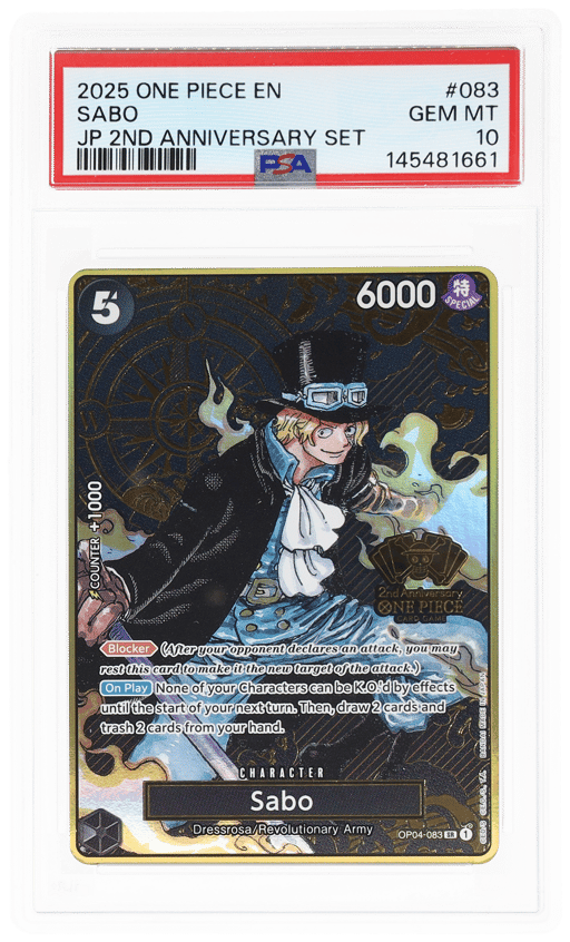 2025 One Piece 2nd Anniversary Set Japanese Sabo #OP04-083 PSA 10