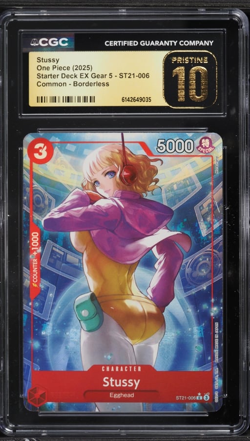2025 One Piece Starter Deck EX Gear 5 Borderless Alt Art Stussy #ST21-006 CGC 10 PRISTINE