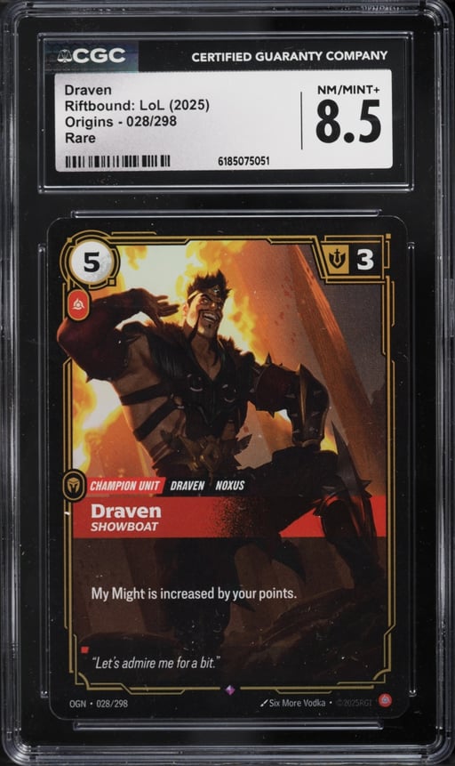 2025 Riftbound League Of Legends LoL Origins Draven #028 CGC 8.5 NM-MT+