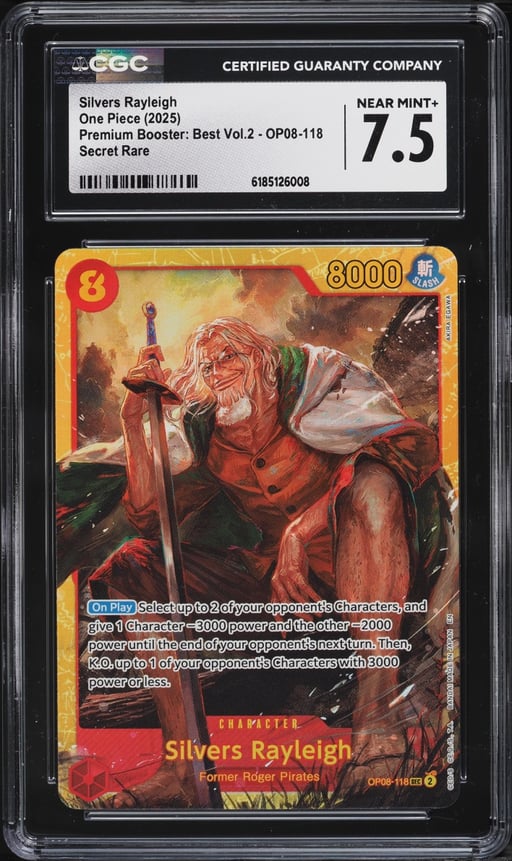 2025 One Piece Premium Booster: Best Vol.2 Silvers Rayleigh #OP08-118 CGC 7.5 NRMT+