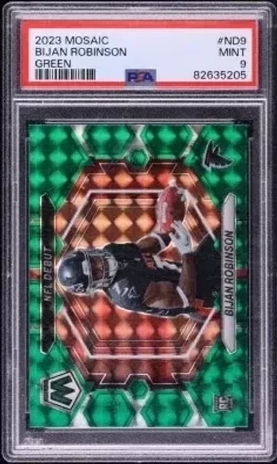 2023 Panini Mosaic NFL Debut Green Bijan Robinson ROOKIE #ND9 PSA 9 MINT
