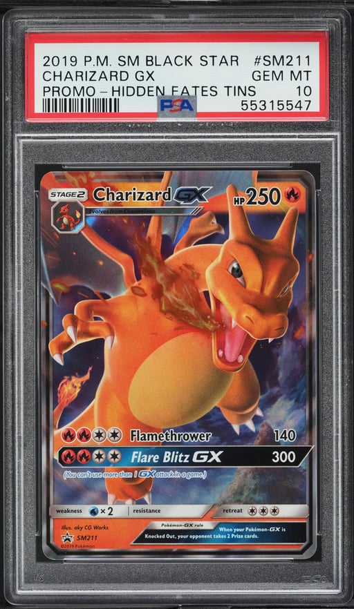 2019 Pokemon SM Black Star Promo Hidden Fates Charizard GX #SM211 PSA 10 GEM