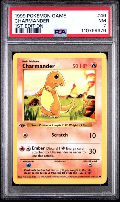1999 POKEMON BASE SET 1ST EDITION #46 CHARMANDER PSA 7