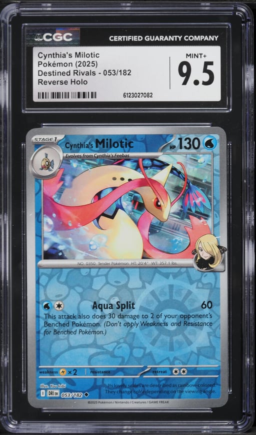 2025 Pokemon Destined Rivals Reverse Holo Cynthia's Milotic #053 CGC 9.5 MINT+