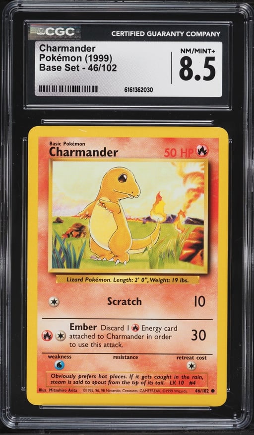 1999 Pokemon Base Set Charmander #46 CGC 8.5 NM-MT+