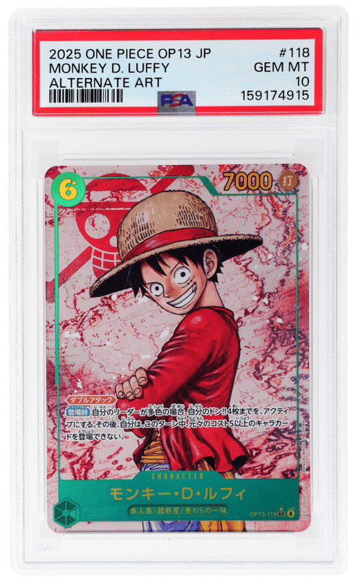2025 One Piece Carrying On His Will Japanese Alternate Art Monkey D. Luffy #OP13-118 PSA 10