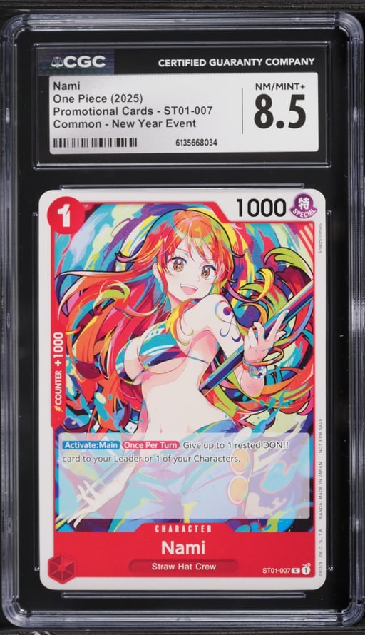 2025 One Piece Promo New Year Event Nami #ST01-007 CGC 8.5 NM-MT+