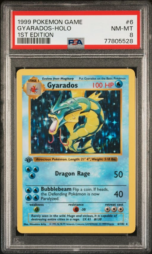 1999 POKEMON GAME | 1ST EDITION #6 GYARADOS-HOLO PSA 8