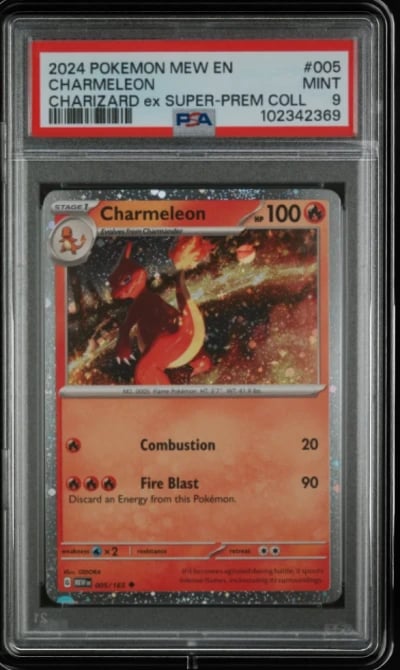 2024 POKEMON MEW EN-151 CHARIZARD EX SUPER-PREM COLL #005 CHARMELEON PSA 9