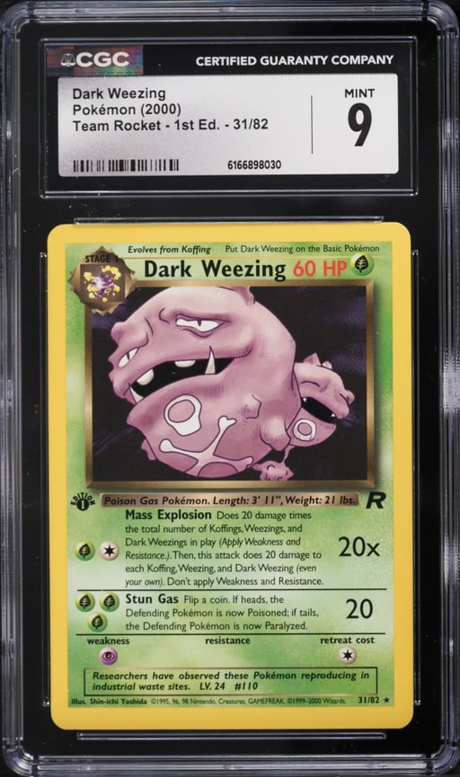 2000 Pokemon Team Rocket 1st Edition Dark Weezing #31 CGC 9 MINT