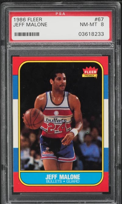 1986 Fleer Basketball Jeff Malone ROOKIE #67 PSA 8 NM-MT