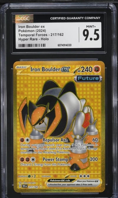 2024 Pokemon SV Temporal Forces Gold Rare Iron Boulder ex #217 CGC 9.5 MINT+