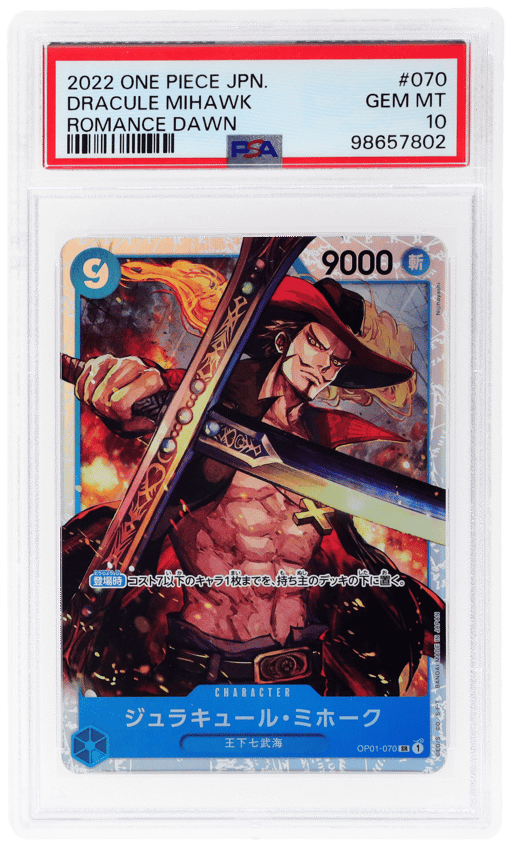2022 One Piece Romance Dawn Japanese Dracule Mihawk #OP01070 PSA 10
