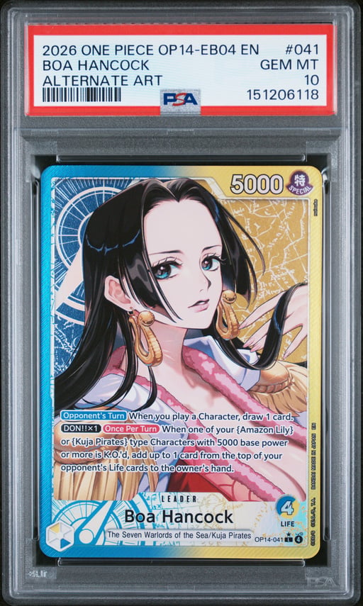2026 ONE PIECE OP14-EB04-THE AZURE SEA'S SEVEN 041 BOA HANCOCK ALTERNATE ART PSA 10