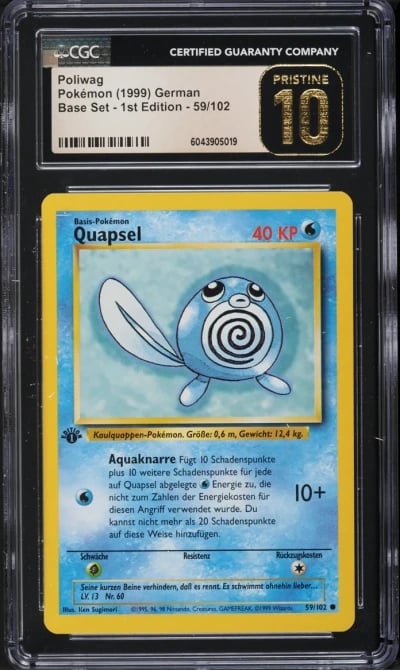 1999 Pokemon German Base Set 1st Edition Poliwag #59 CGC 10 PRISTINE